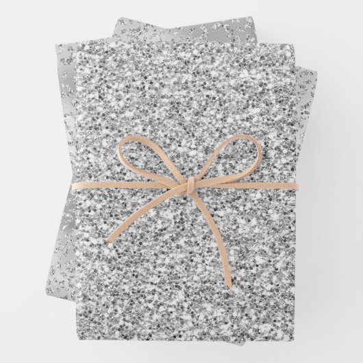 Silver Leopard Print Luxe Glitzer Geschenkpapier Set (Beispiel)
