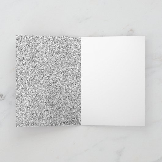 Silver Leopard Print Luxe Glitzer Karte (Innenseite)