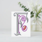 Silver Letter F Ornamental II Print Postkarte (Stehend Vorderseite)