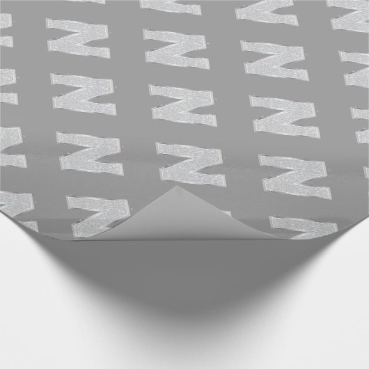 Silver Letter N Geschenkpapier (Ecke)