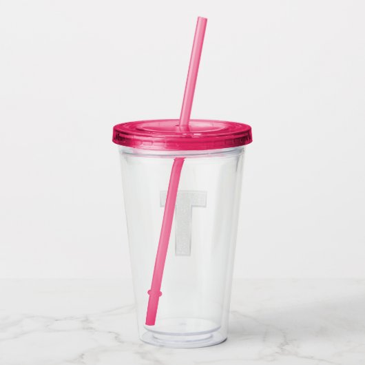 Silver Letter T Acryltrinkbecher (Rückseite)