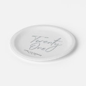 Silver Lettering 21. Party Pappteller (Schrägansicht)