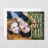 Silver Letting Overlay-Foto Save the Date Ankündigungspostkarte (Vorne/Hinten)