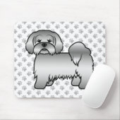 Silver Lhasa Apso Niedlich Cartoon Dog Illustratio Mousepad (Mit Mouse)