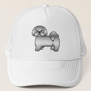 Silver Lhasa Apso Niedlich Cartoon Dog Illustratio Truckerkappe