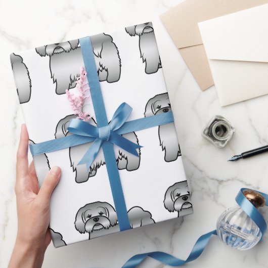 Silver Lhasa Apso Niedlich Cartoon Dog Muster Geschenkpapier (Schenken)