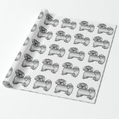 Silver Lhasa Apso Niedlich Cartoon Dog Muster Geschenkpapier (Ungerollt)