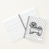 Silver Lhasa Apso Niedlich Cartoon Dog & Name Notizblock (Innenseite)