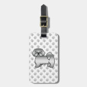 Silver Lhasa Apso Niedlicher Cartoon Dog & Benutze Gepäckanhänger (Vorderseite vertikal)