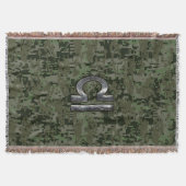 Silver Libra Zodiac Green Digital Camouflage Decke (Vorderseite)