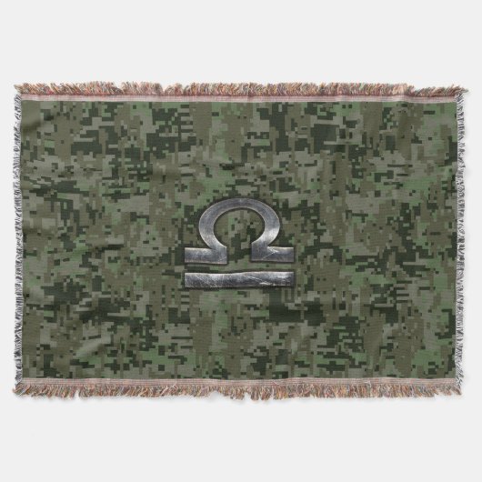 Silver Libra Zodiac Green Digital Camouflage Decke (Vorderseite)