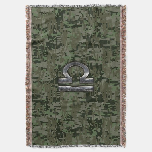 Silver Libra Zodiac Green Digital Camouflage Decke (Vorderseite Vertikal)
