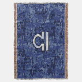 Silver Libra Zodiac Sign auf blauer digitaler Camo Decke (Vorderseite Vertikal)