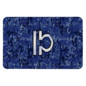 Silver Libra Zodiac Sign auf blauer digitaler Camo Magnet (Horizontal)