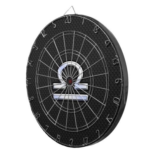 Silver Libra Zodiac Sign auf schwarzer Schlange Ha Dartscheibe (Vorderseite rechts)