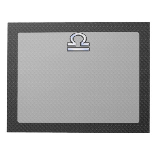 Silver Libra Zodiac Sign auf schwarzer Schlange Ha Notizblock (Vorderseite)