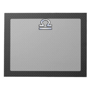 Silver Libra Zodiac Sign on black snake skin style Notizblock