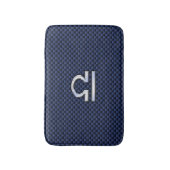 Silver Libra Zodiac Symbol Navy Blue Carbon Fibre Badematte (Vorderseite Vertikal)