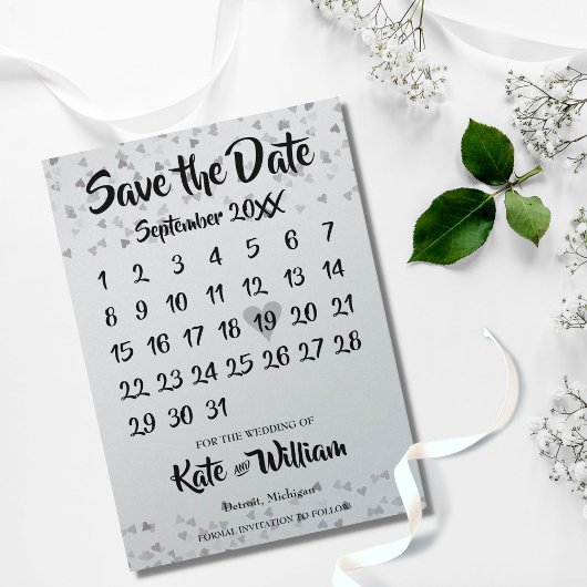 Silver Liebe Herzkalender Save The Date