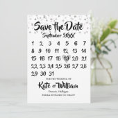 Silver Liebe Hört Confetti Kalender Save the Date (Stehend Vorderseite)