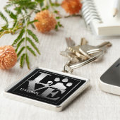 Silver Liebe Paws Personalisierte Schlüsselkette Schlüsselanhänger (Seite)