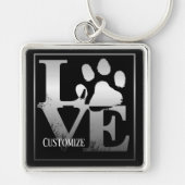 Silver Liebe Paws Personalisierte Schlüsselkette Schlüsselanhänger (Vorne)