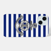 Silver Lifesaver on Nautical Strips Case-Mate iPhone Hülle (Rückseite (Horizontal))