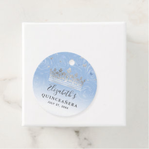 Silver Light Baby Blue Rose Elegante Quinceanera Geschenkanhänger