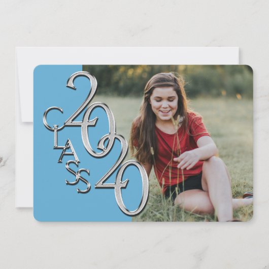 Silver Light Blue 2020 Foto Abschluss Einladung (Vorderseite)