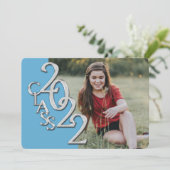 Silver Light Blue 2022 Foto Abschluss Einladung (Stehend Vorderseite)