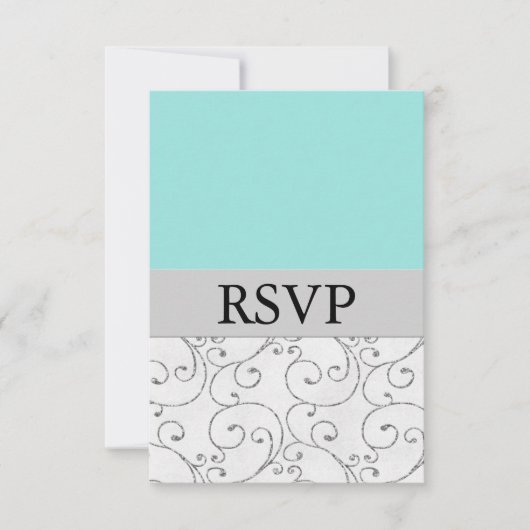 Silver Light Blue Wedding RSVP Response Cards Karte (Vorderseite)
