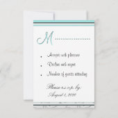 Silver Light Blue Wedding RSVP Response Cards Karte (Rückseite)
