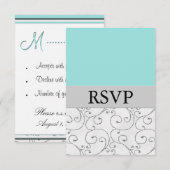 Silver Light Blue Wedding RSVP Response Cards Karte (Vorne/Hinten)