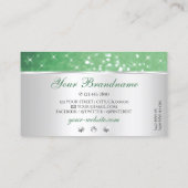 Silver Light Emerald Green Glitzer Jewelen Designe Visitenkarte (Rückseite)