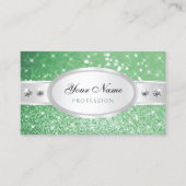 Silver Light Emerald Green Glitzer Jewelen Designe Visitenkarte (Vorderseite)