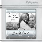Silver Light Glitzern Save the Date Foto Magnet