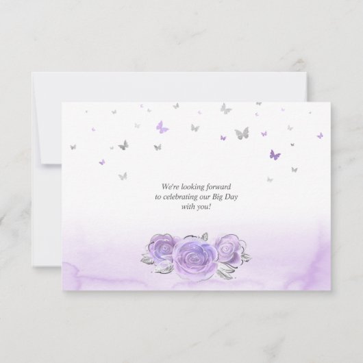 Silver Light Lila Rose Elegant Save The Date (Rückseite)