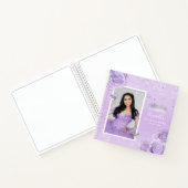 Silver Light Lila Rose Elegante Quinceanera Guest Notizblock (Innenseite)