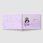 Silver Light Lila Rose Elegantes Foto Quinceanera Gästebuch (Voll)