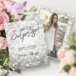 Silver Lights Foto Überraschung Sweet 16 Einladung