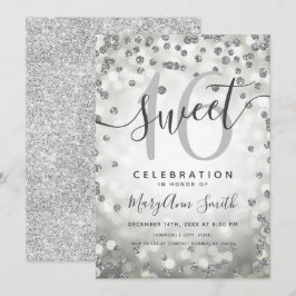 Silver Lights Glitzer Confetti 16. Geburtstag Einladung