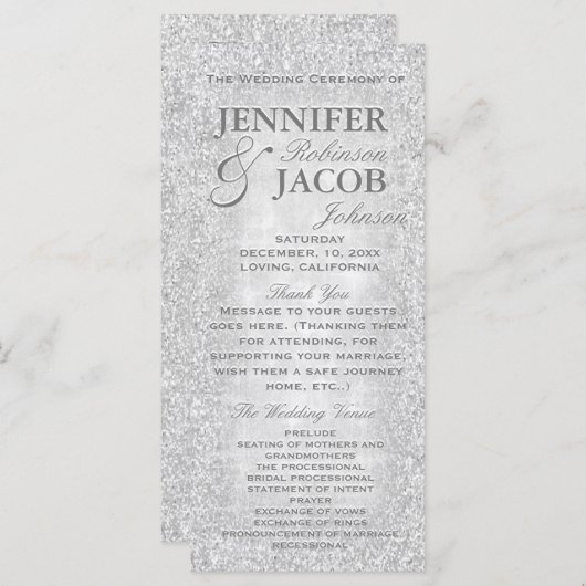 Silver Lights Hochzeitsprogramm Programm (Vorne/Hinten)