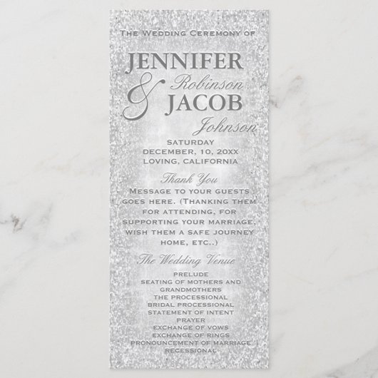Silver Lights Hochzeitsprogramm Programm (Vorderseite)