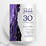 Silver Lila Agate Überraschung 30. Geburtstag Einladung<br><div class="desc">Lila und silberne Überraschung 30. Geburtstag Party Einladung. Elegantes modernes Design mit Aquarellfarben-marmorgeode Hintergrund,  Imitate Glitzer Silber und Typografie Skript-Schriftart. Die trendige Einladungskarte eignet sich perfekt für eine stilvolle Damenfeier. Gedruckte Zazzle Einladungen oder Sofortdownload digitalen druckbaren Vorlage.</div>