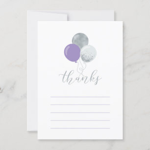 Silver & Lila Balloon Party Danke Note Card