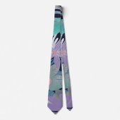 Silver Lila Blue Floral Blätter Illustrationen Krawatte (Vorderseite)