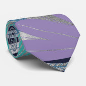 Silver Lila Blue Floral Blätter Illustrationen Krawatte (Gerollt)