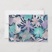 Silver Lila Blue Floral Blätter Illustrationen Save The Date (Rückseite)