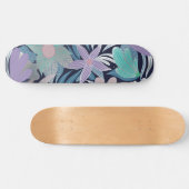 Silver Lila Blue Floral Blätter Illustrationen Skateboard (Horizontal)