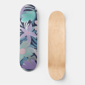 Silver Lila Blue Floral Blätter Illustrationen Skateboard (Vorderseite)